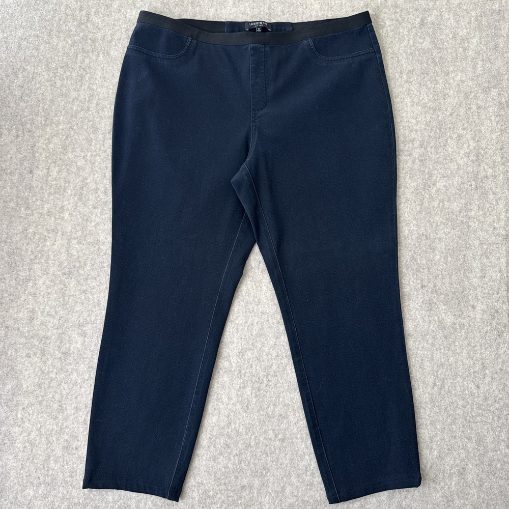 Lafayette 148 New York Denim Ankle Leggings Womens XL Navy Cotton Stretch